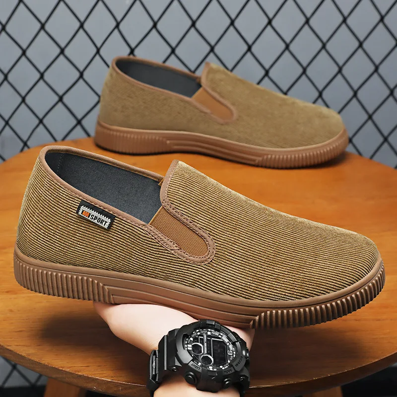 

Men's Shoes 2025 Summer Breathable Canvas Low-Cut Casual Work Shoes Non-Slip Cushioned Sole Comfort Wide Width