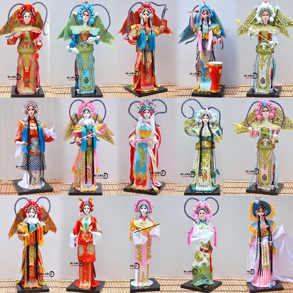 

12inch Beijing Opera Doll Tradition Chinese Silk Dolls Handmade Statuette Figurines Ornaments Handicraft Gift Home Decoration