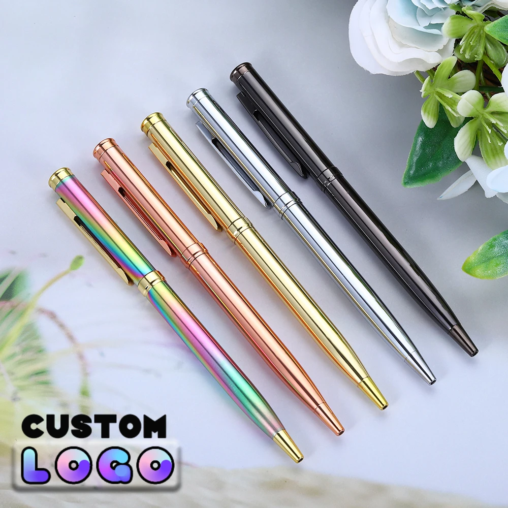 5pcs Creative Multicolor Ballpoint Pen Business Metal Office Rotate Pens School Stationery Office Supplies Writing Customizable