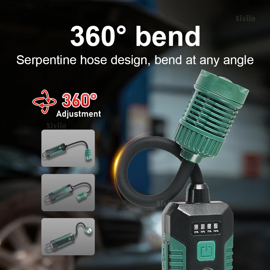 LED Work Light Telescopic Zoom Rechargeable Flashlight with 360° Swivel Hose,Magnet & Hook Outdoor Emergency Lighting Car Repair