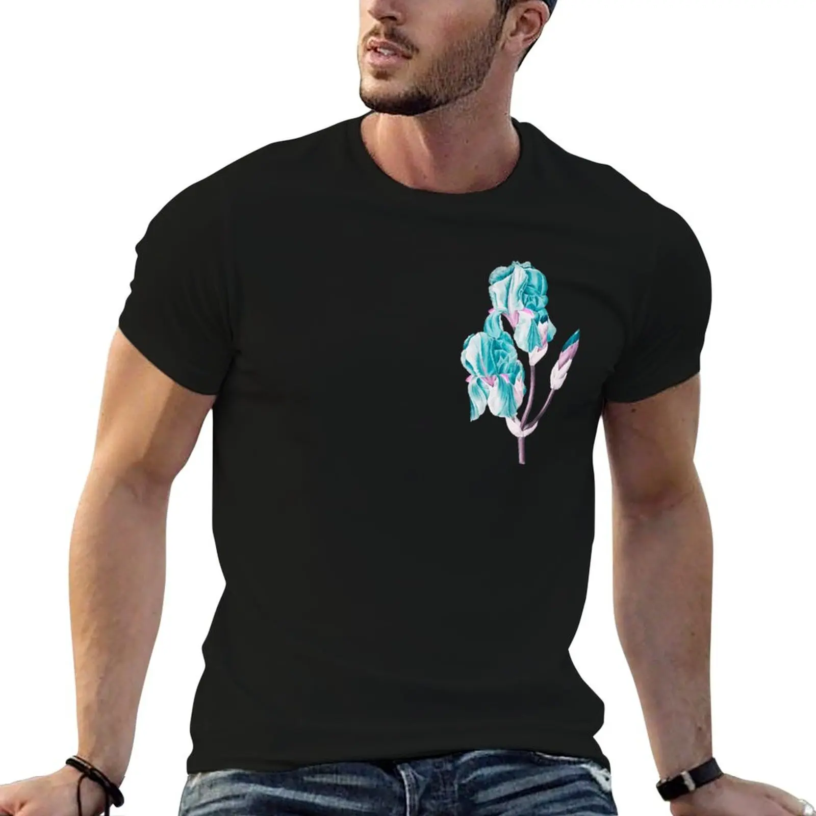 Fleur d'Iris Pallida, illustration alternative - T-shirt rose bleu et rose pâle, T-shirt de course léger