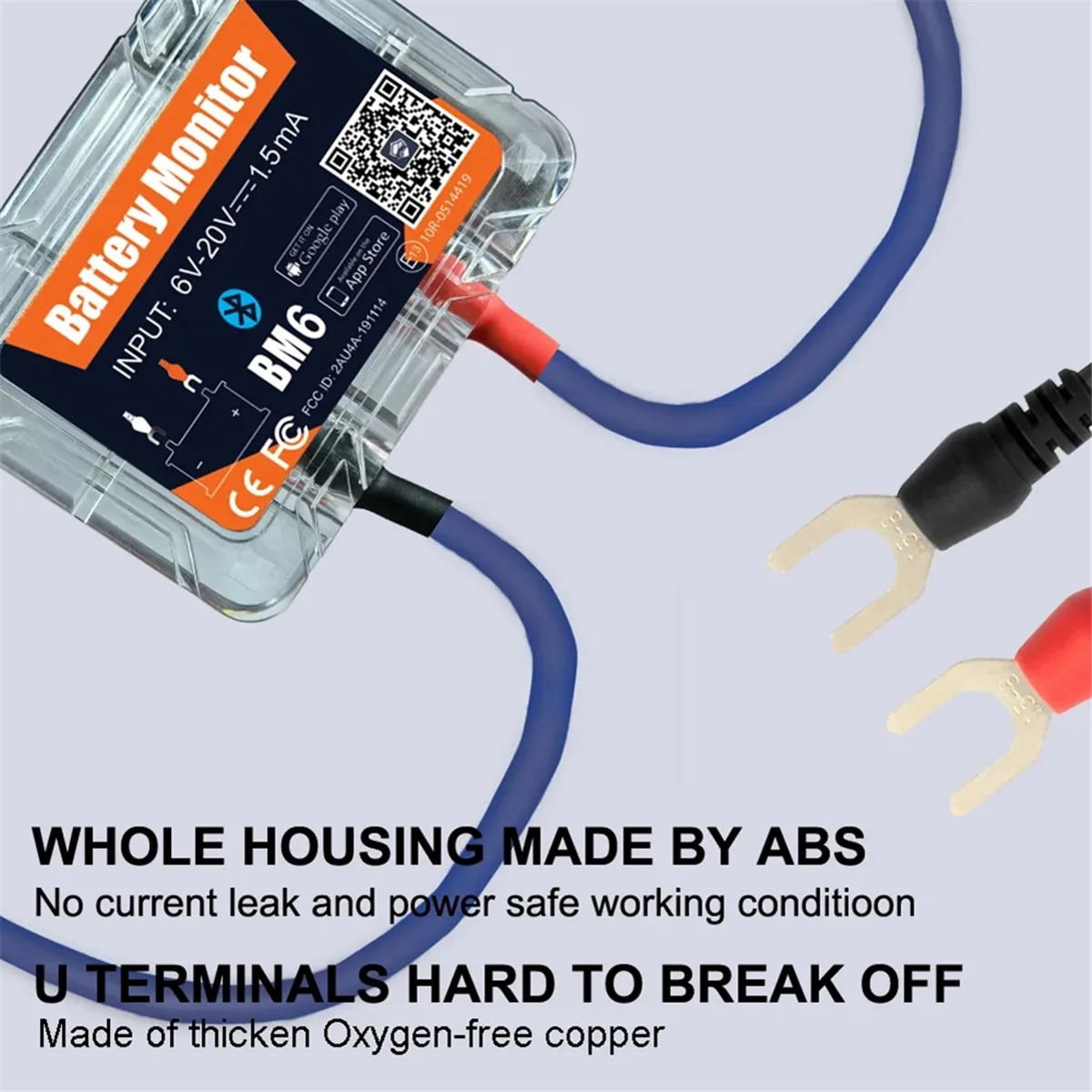 ABJS Wireless Bluetooth 12V Battery Monitory BM6 with Car Battery Health Check APP Monitoring Battery Tester