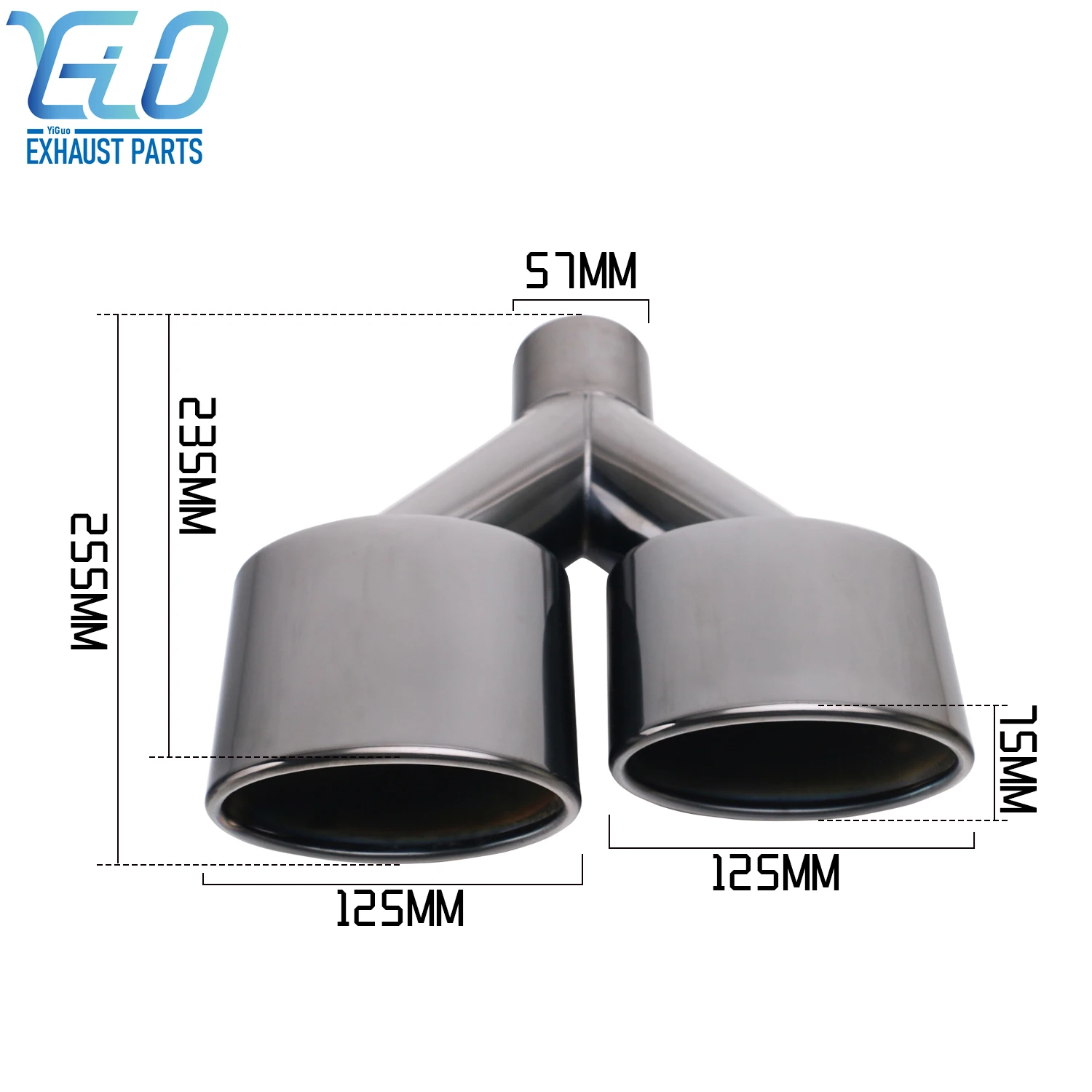 1 Set Stainless Steel Car exhaust tip 57mm interface Dual Outlet Exhaust Pipe Muffler Tailpipe black for W204 W211
