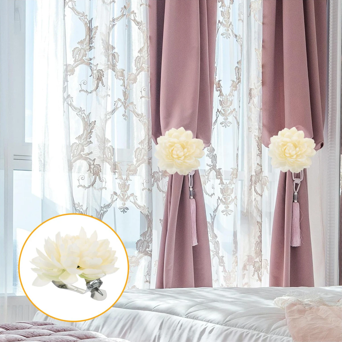 New Portable Colorful Exquisite Curtain Tie Brace Fragmented Flower Curtain Decoration Accessories