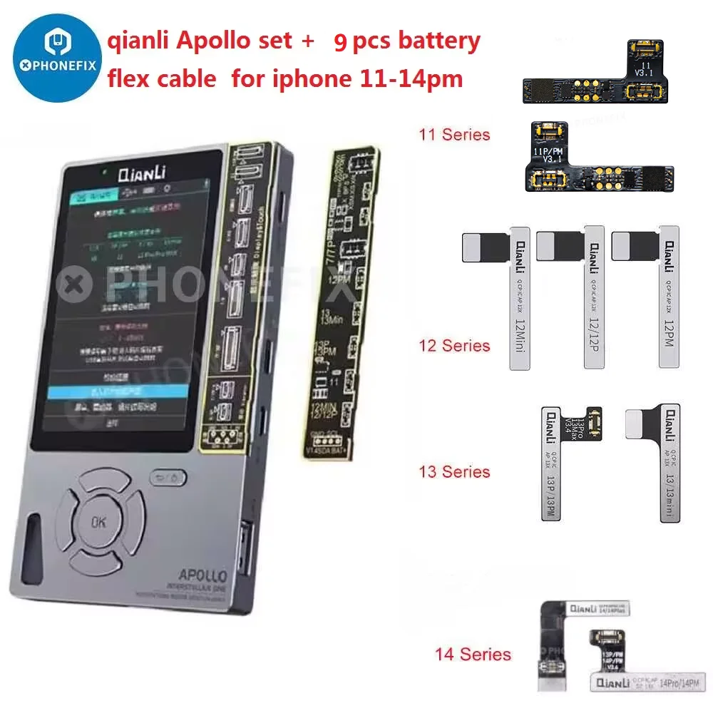 Qianli Apollo 인터스텔라 원, 아이폰 고정 감광성 오리지널 컬러 데이터 라인 감지, 배터리 코드 읽기 쓰기, 6 in 1