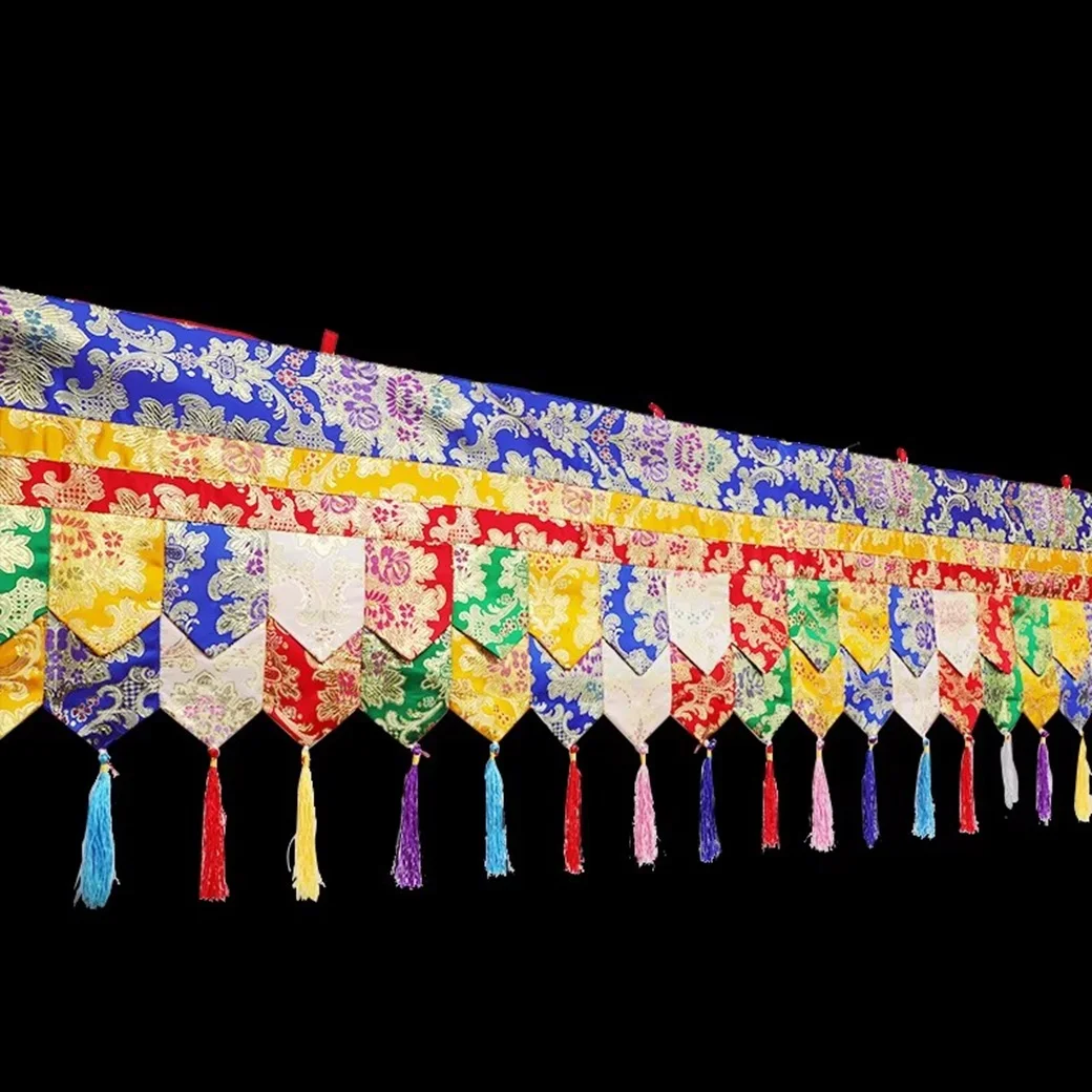 Five Color Tibetan Style Embroidered Curtains Buddhist Decorations Eight Auspicious Symbols Wall Hanging Home Decor Accessories