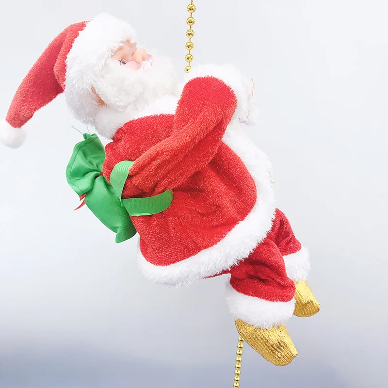 Hot selling electric bead climbing Santa Claus who can sing single and double climbing stairs Santa Claus climbing chimney Santa