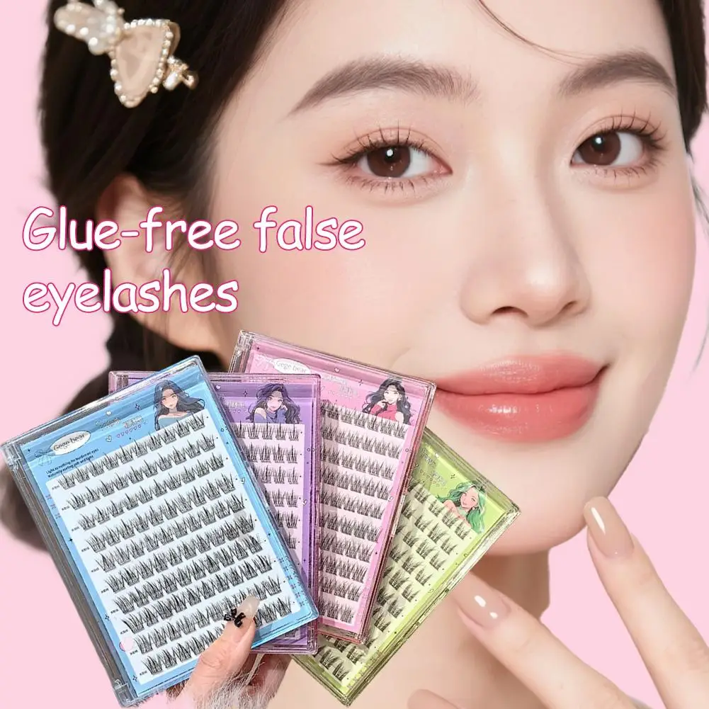 New Large-capacity Glue-free False Eyelashes Sunflower Natural Thick C Curling Segmented Eyelashes Suitable For Daily Use O8W9