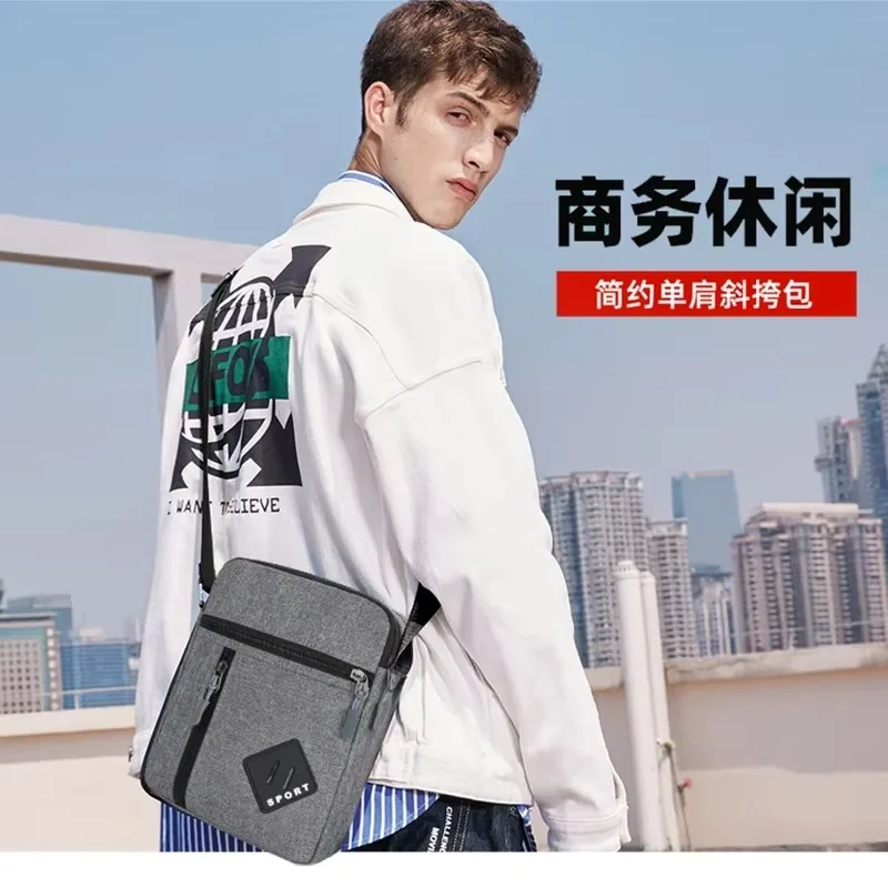 Herren-Umhängetasche, leichte, lässige Sling-Tasche mit mehreren Reißverschlusstaschen für Reisen, Arbeit und den täglichen Gebrauch – Detail 2