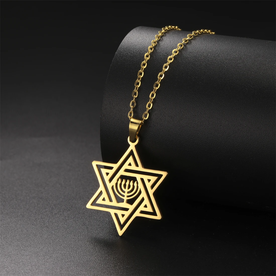 EUEAVAN Jewish Star of David Necklaces Stainless Steel Classic Hexagram Candlestick Pendant 2025 Amulet Jewelry Gifts Wholesale