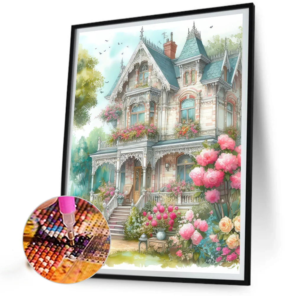 

Castle 5D DIY Full Drill Round Diamond Painting Kit for Home Wall Decoration