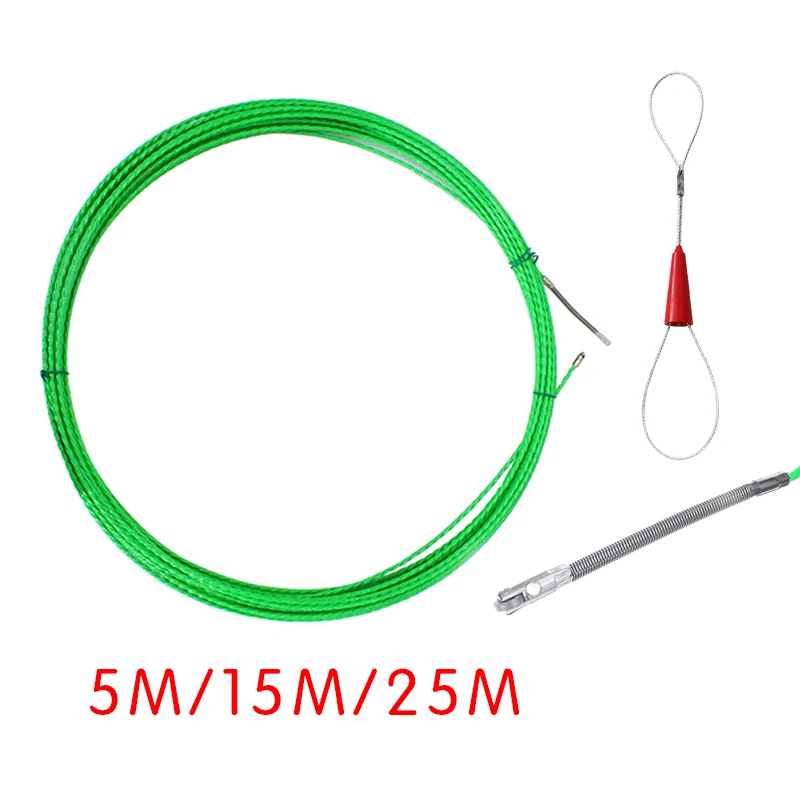 4mm 5/15/25M Cable Puller Electrical Cable Guide Device Fiberglass Duct Rodder Electrician Fish Tape Wire Threading Aid Tool