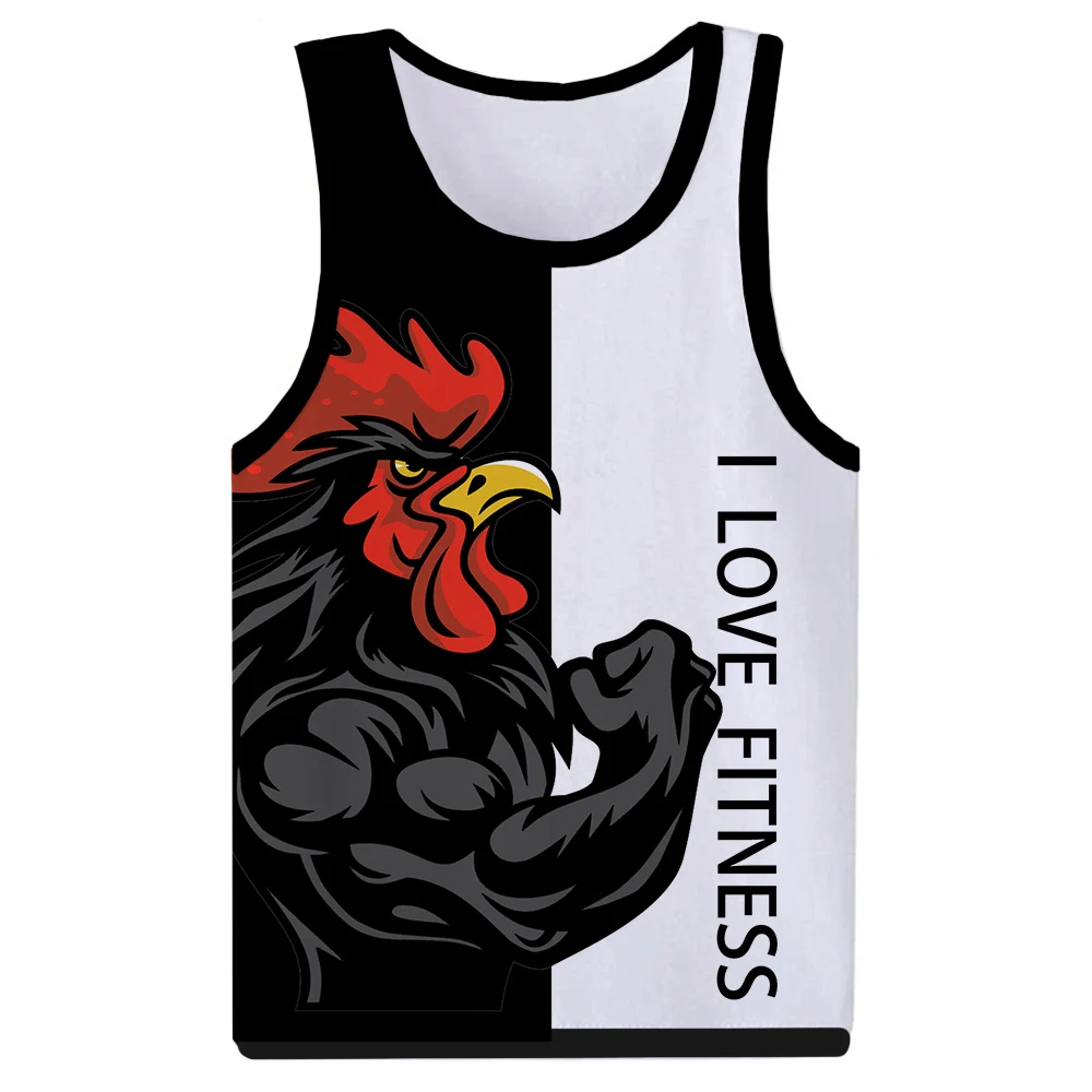 Funny Cartoon Animal Fitness 3D Print Tank Tops Men's Fashion Streetwear Vest Sleeveless Tank Top Bodybuilding Gym Man Clothing