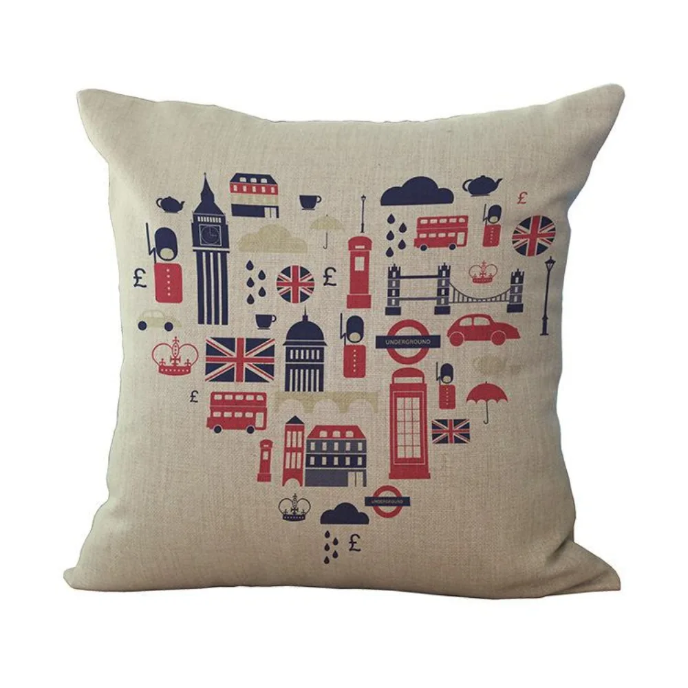 CIFBUY London Style Soldier Pattern Cotton Linen Cushion Cover Decorative Throw Pillow Case for Sofa Car Home Living Room Decor