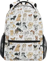 Grand sac à dos imprimé chien mignon pour enfants, sac d'école personnalisé pour garçons, filles, étudiant, ordinateur portable, iPad, tablette, voyage, animal