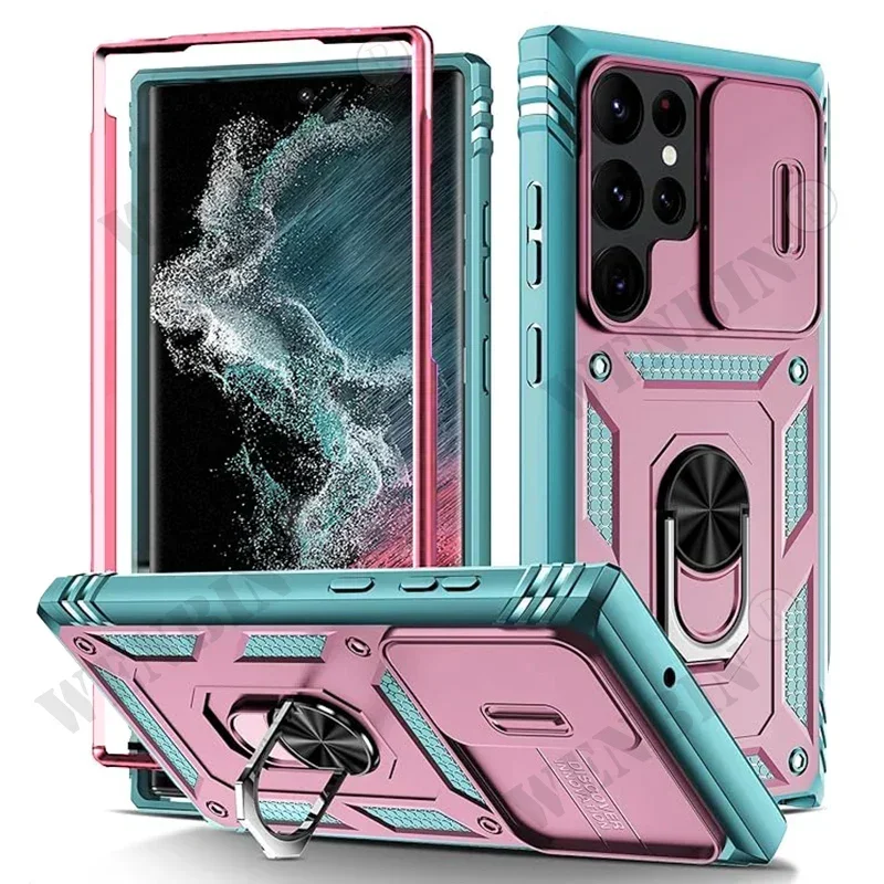 Hülle für Samsung S26 Ultra S25 S24 S23 Plus S25 FE A57 A56 A37 A36 A17 A16 5G Heavy Duty mit Kamera 360 Grad Kickstand Cover