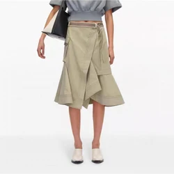 Women's Irregular Half-body Skirt, Tie Decoration Mid-length Skirt, Fashion Versatile, High Quality, Fall, New, 2024, y2k