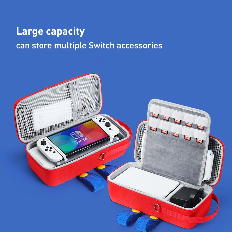 For Nintendo Switch OLED Handheld Storage Bag Large Capacity Carrying Hard Case Built-in Bracket for NS Switch Game Accessories