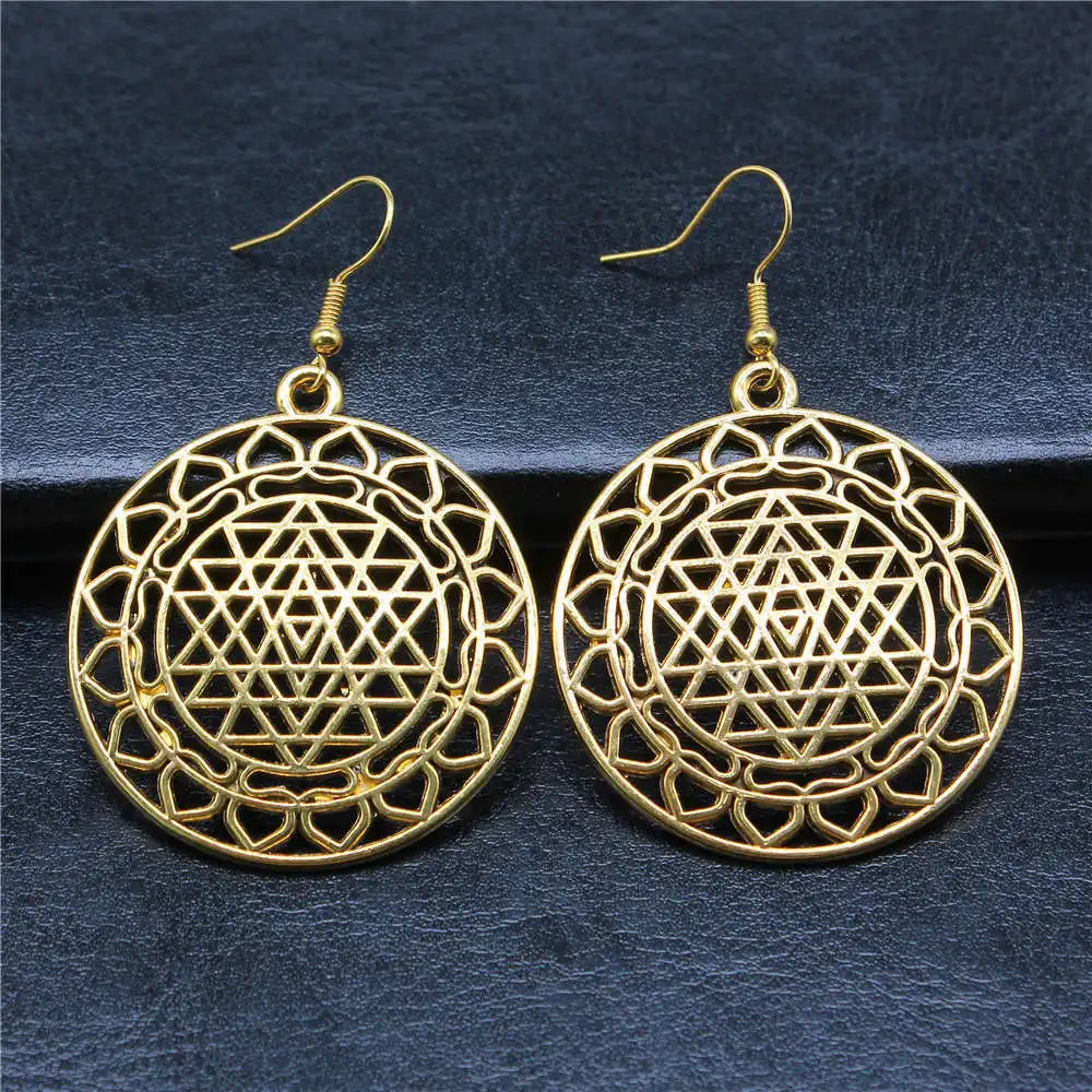 Earrings Charms For Jewelry Making Couple Pendants Plant Flower Of Life Crafts Earing Size 18x19mm