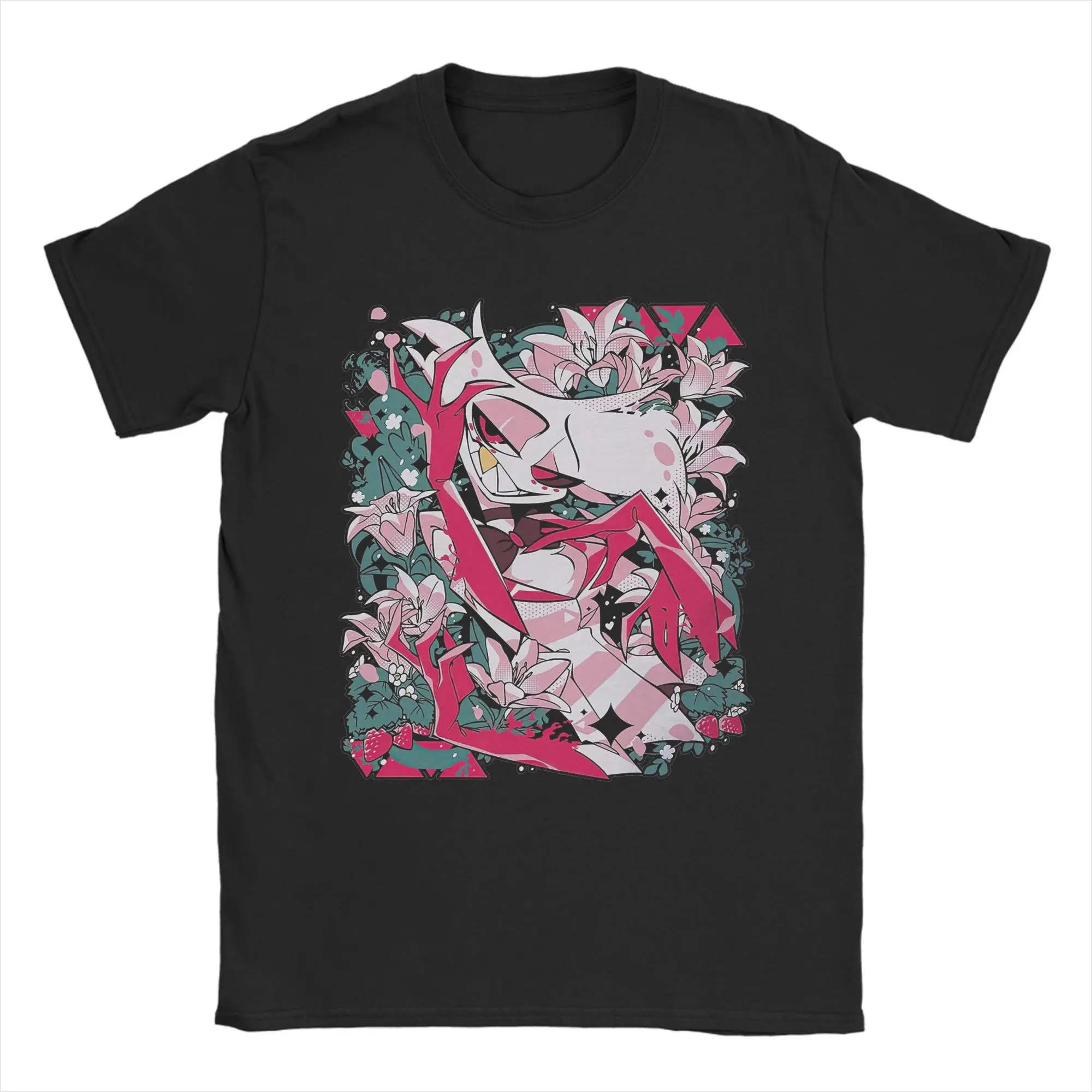 2026 جديد Hazbins Hotels Angel Dusts الرجال تي شيرت الجدة تيز قصيرة الأكمام طاقم الرقبة تي شيرت 100% القطن هدية فكرة الملابس #5