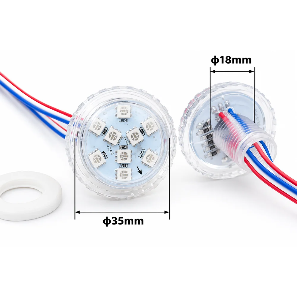 100PCS DC12V/24V 35mm 9LED SMD5050 RGB Pixel Module UCS1903 Programmable Addressable LED Pixel Light for Outdoor Signboard Case
