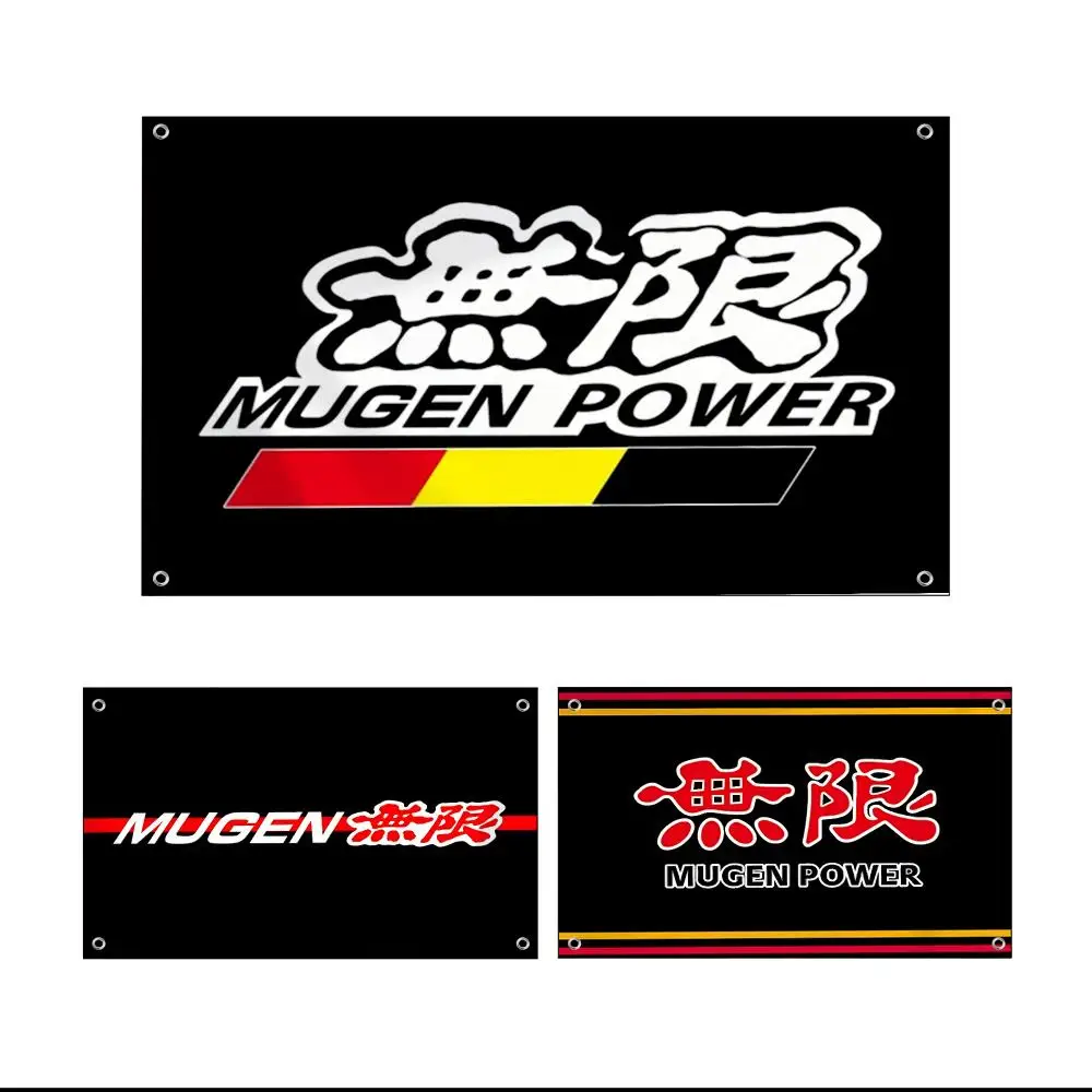 M-Mugen Power Racing Car Flags Custom Wall Hanging Background Art Banner For Bedroom Home Living Room Outdoor Decor