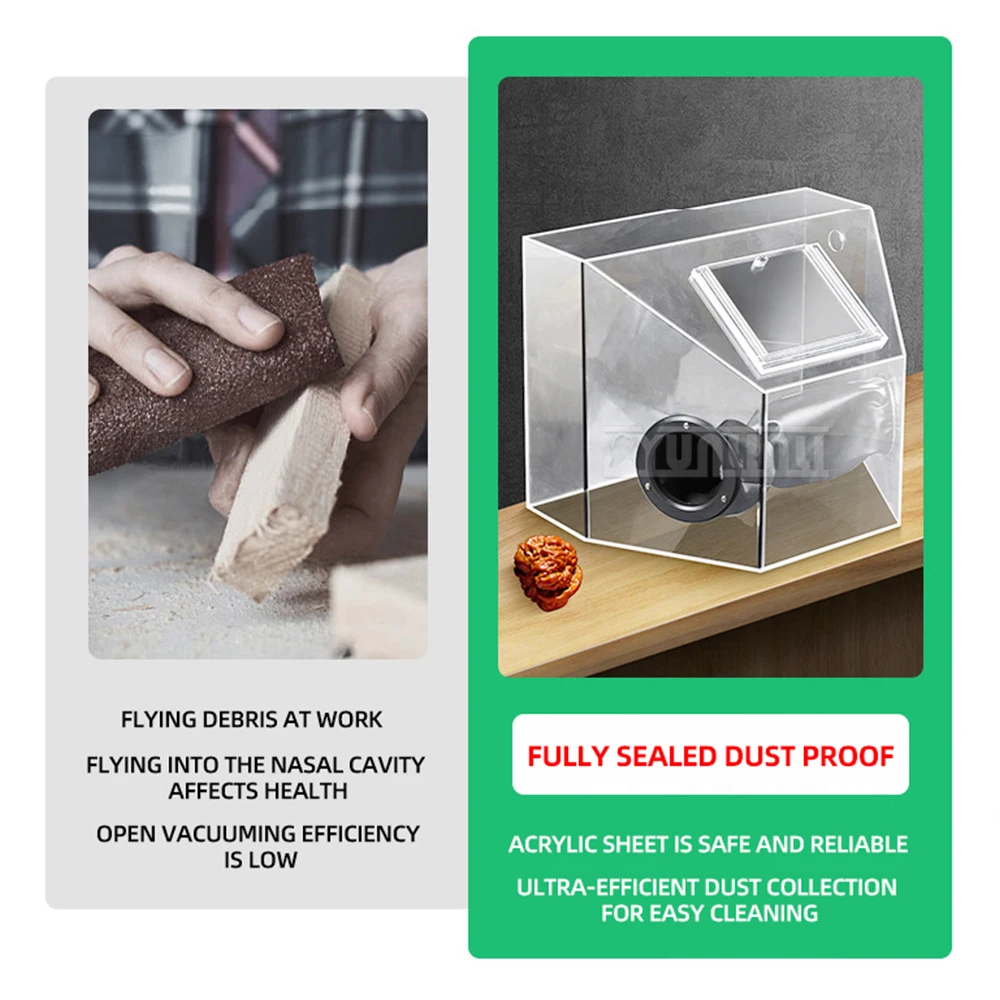 صندوق متكامل مقاوم للغبار من الأكريليك السميك لنقش الذهب/الفضي وتلميع عجلة التلميع والأسنان ومعالجة المجوهرات