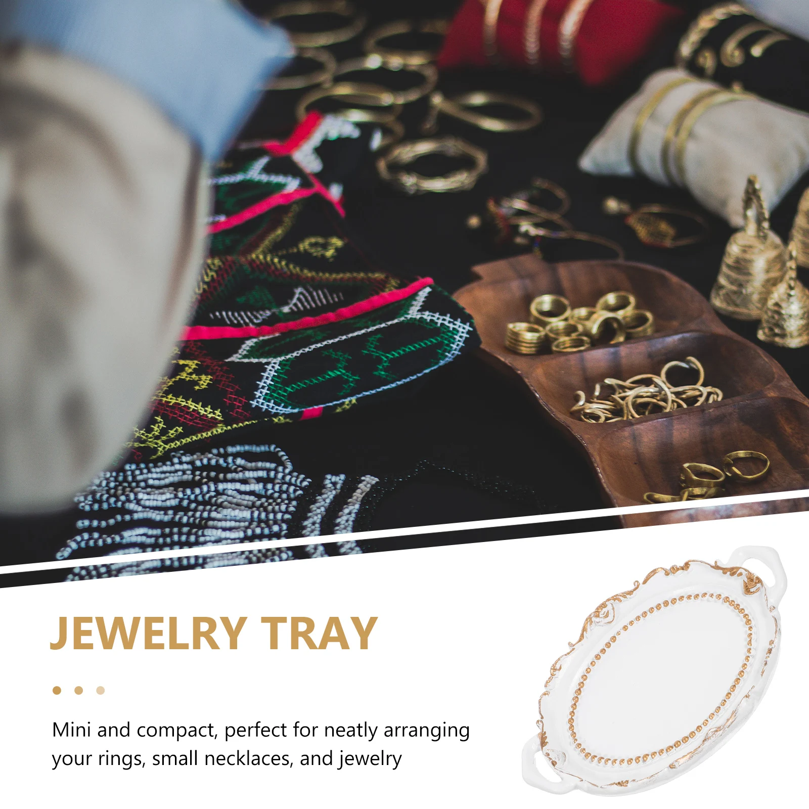 

Vintage Jewelry Tray for Rings Necklaces Bracelets Storage Decorative Ring Dish Holder Bathroom Cabinet Countertop Trinket