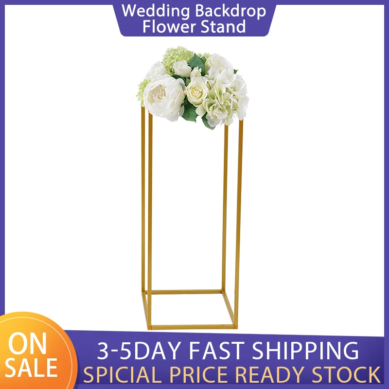 

10 pcs Tall Gold Wedding Backdrop Flower Vase Stand Metal Table Centerpieces Decor Floral Arrangement for Party Home Decor