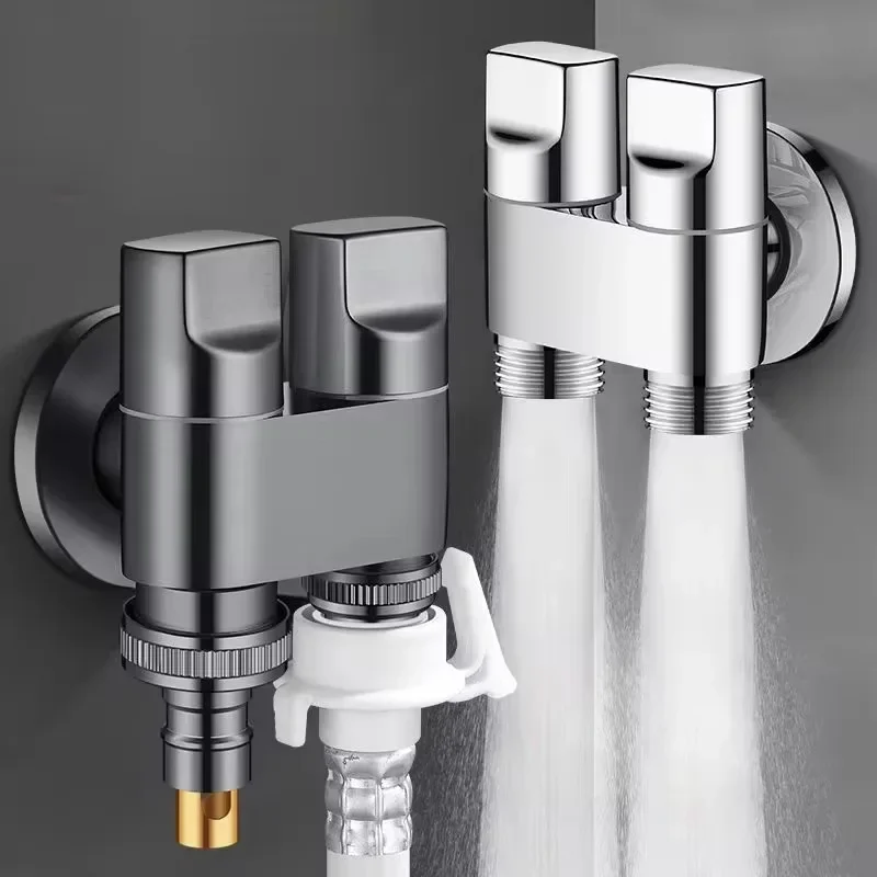 Bathroom accessories, automatic water stop valve，brass double water outlet washing machine water inlet valve