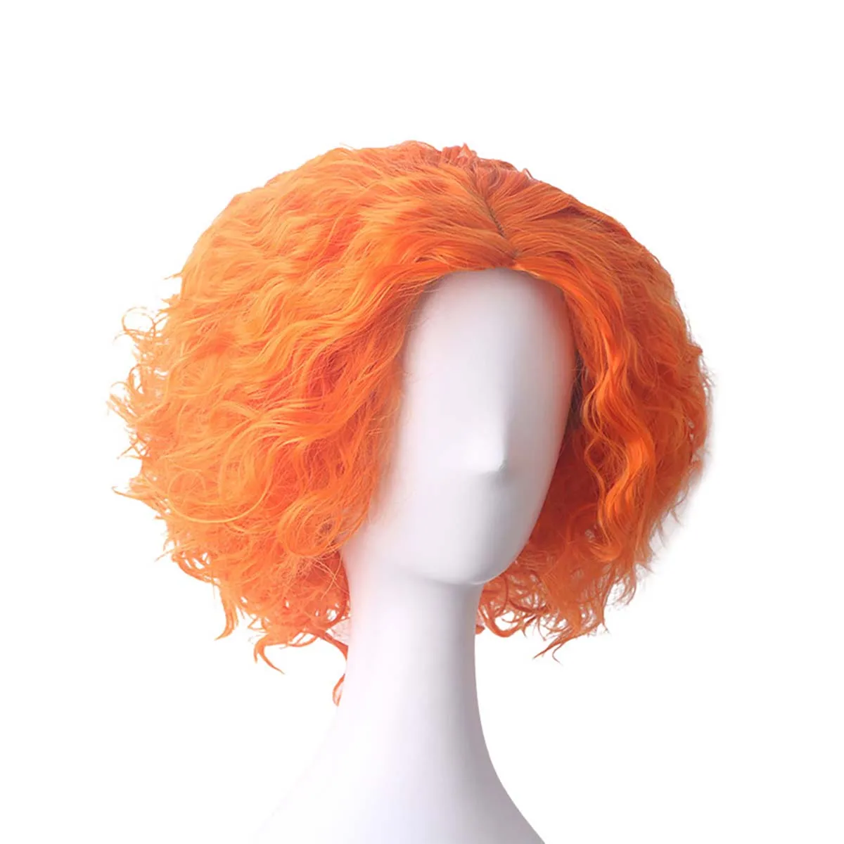 Anime Alice's Adventures Cosplay Perruque Courte Bouclée Orange, Chapelier Fou