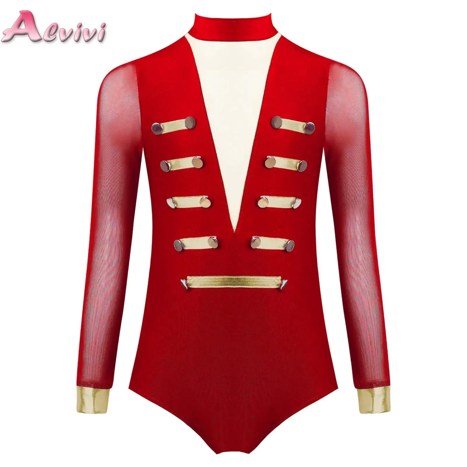 

Long Sleeve Ballet Leotard Girls Metallic Stripe Dance Bodysuit Sheer Mesh Gymnastic Leotard Teenage Ballerina Outfits Dancewear