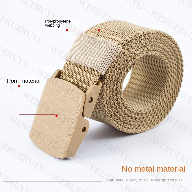 Military Tactical Belt Student Military Training Pants Accessories Metalless Automatic Buckle Knitted Canvas Belts for Men Women