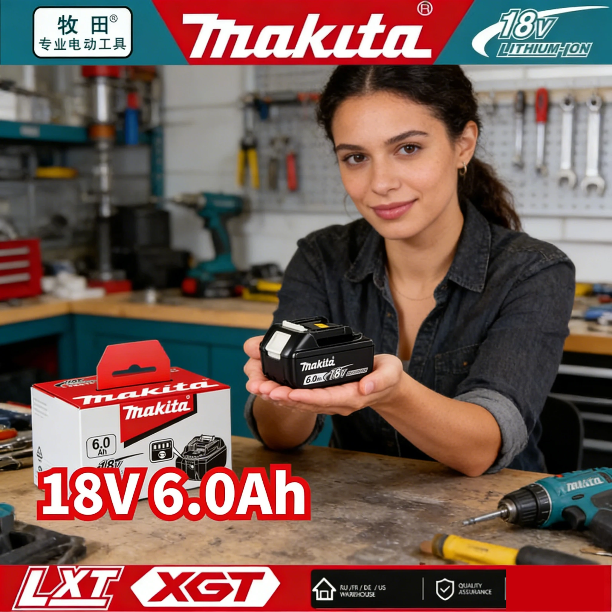 

Original product Makita 18V 6.0Ah 10C Rechargeable Battery for Makita Power Tools with LED Li-ion ,5-year warranty