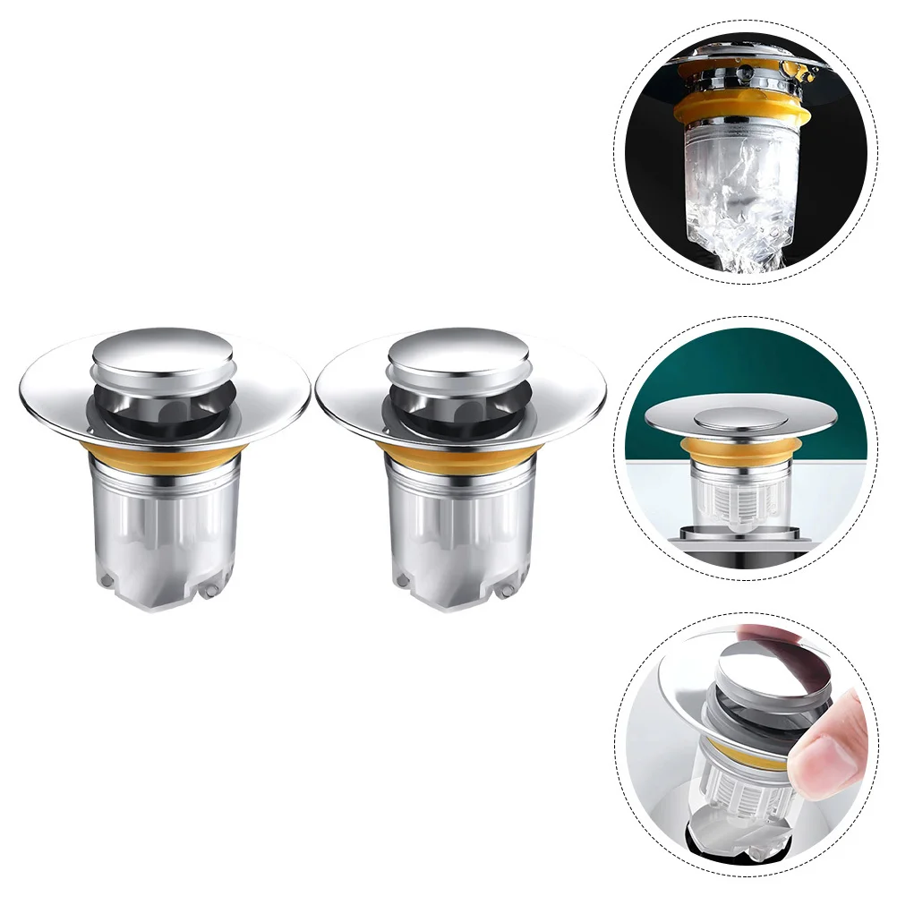 

2Pcs Sink Drain Plug Press-Type Durable Stopper Bathroom Basin Washbasin Drain Basin Plug Washbasin Stopper Press-Type Drainer