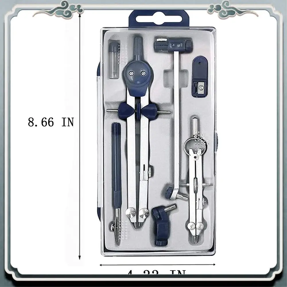 

Premium 9Pc Drafting Compass For Geometry Set Tool Compass Drawing Tool For Geometry For Drafting, Math, Drawing, Engineer Tool