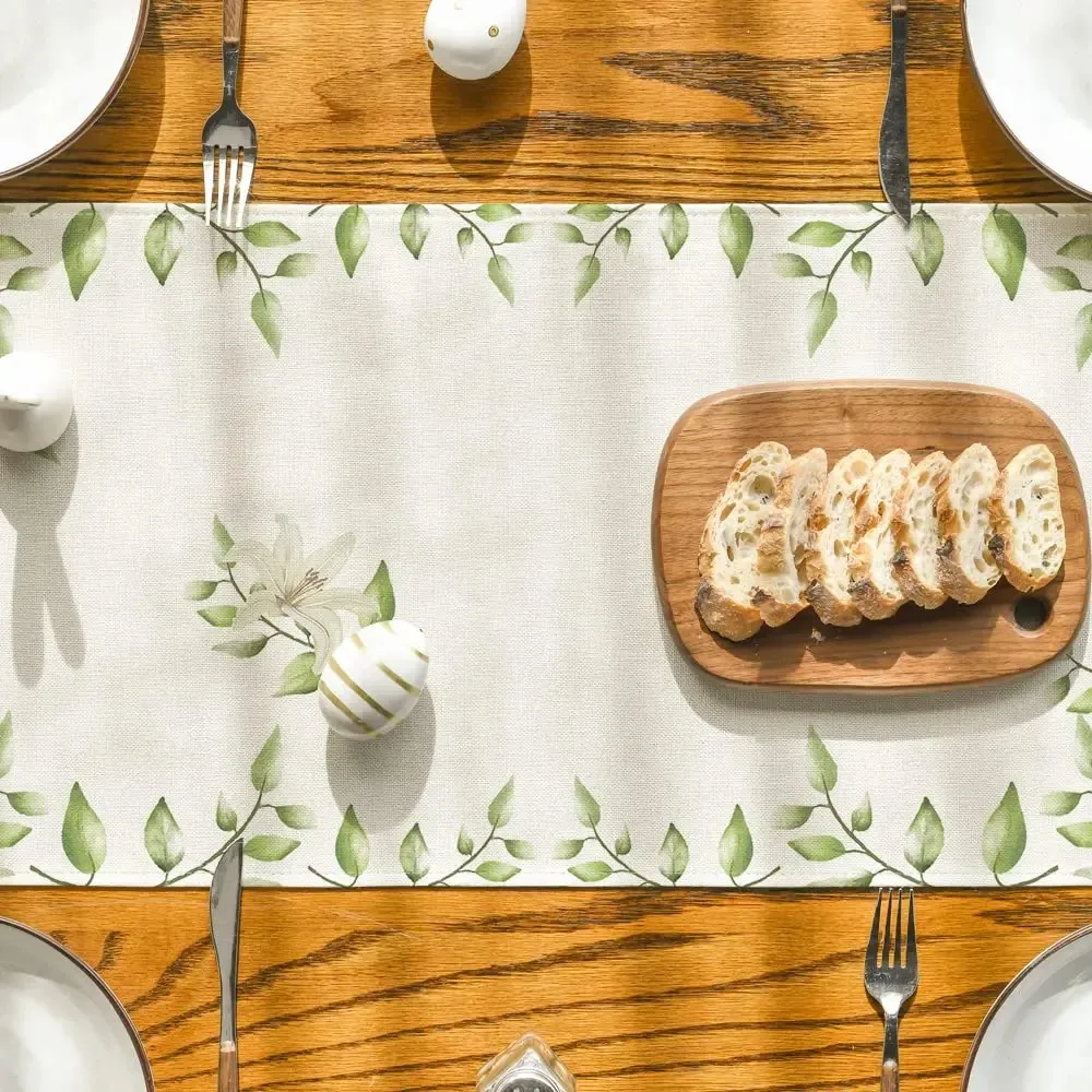 VIKAMA Fresh Jesus Cross Print Table Runner, Suitable For Kitchen, Dining Room, Baptism, Birthday, Holiday Home Decor Tablecloth