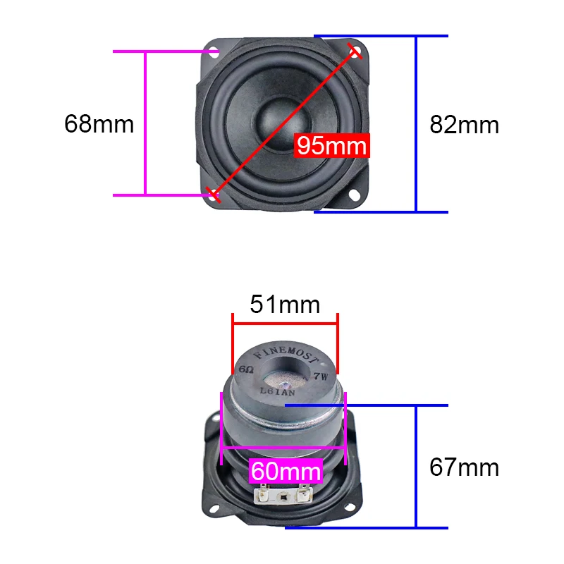 GHXAMP For FINEMOST 3 inch 82mm Full Range Speaker Bass Horn Dual Magnetic High Elasticity Wavelength Long Stroke Rubber 6ohm