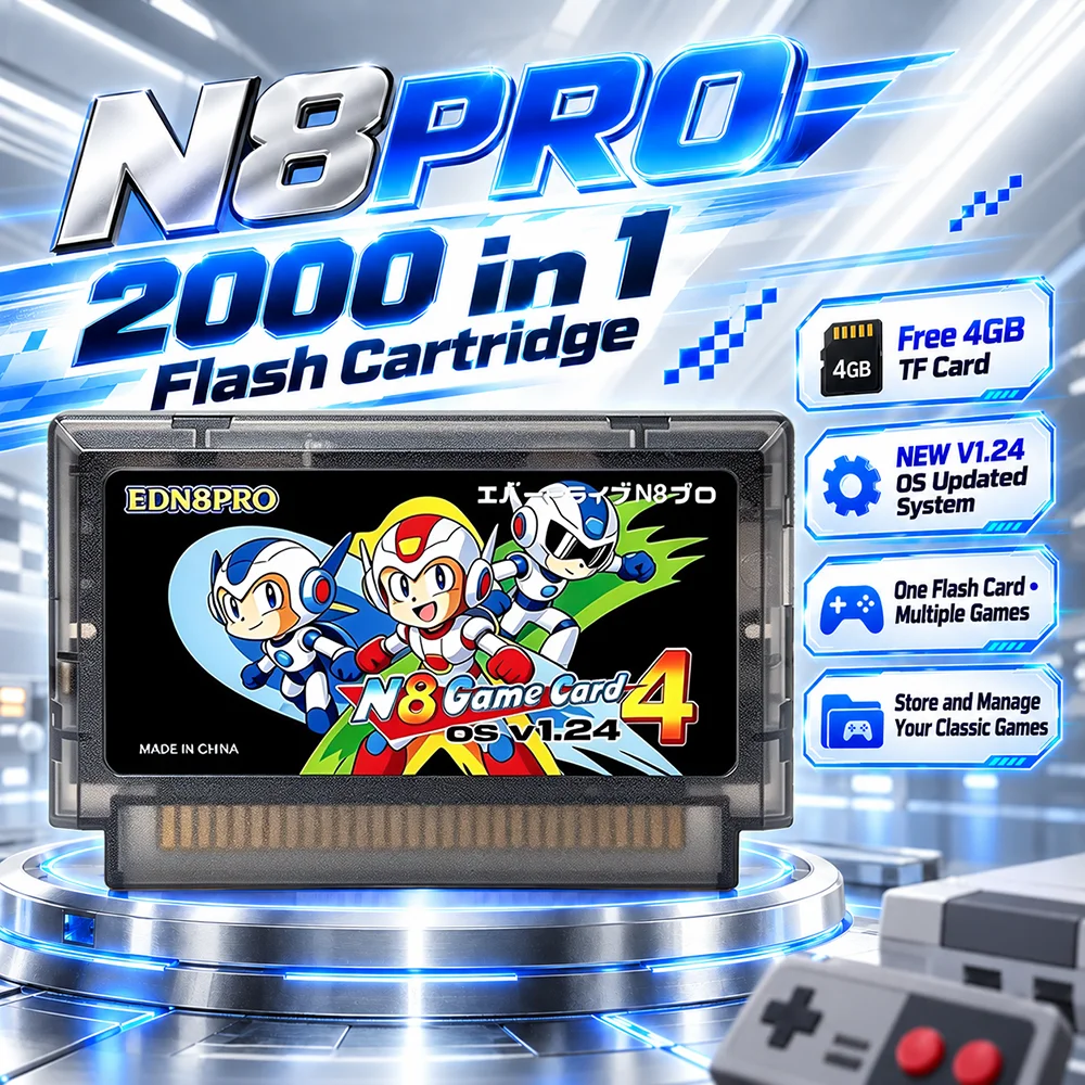 N8PRO V1.24 Flash Cartridge for NES FC Console 2000 Games Retro Game Card with 4GB TF Card 177 Mapper Support & Save Function