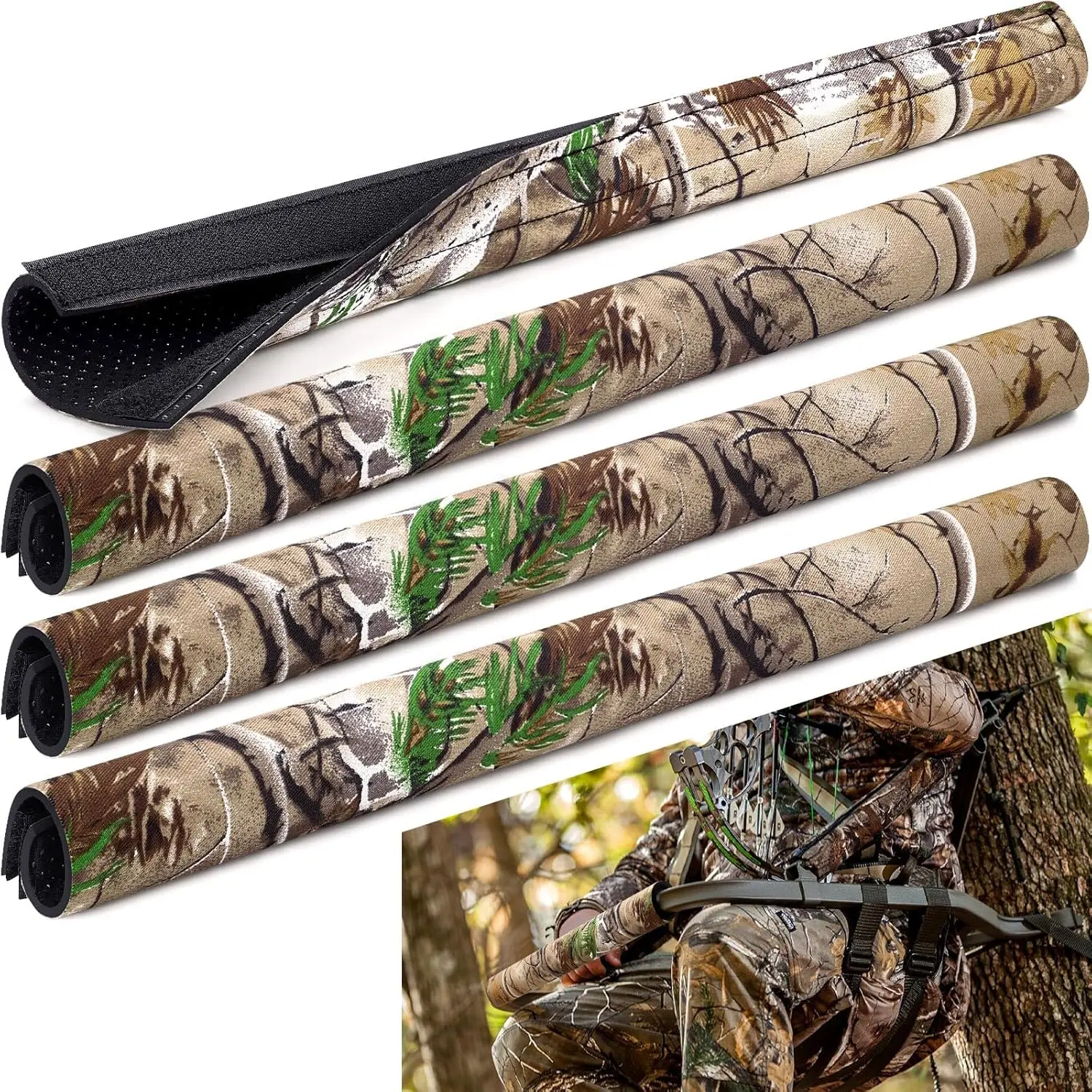 Camouflage Tree Stand Rail Pads Non Slip Armrest Cover Hunting Tripod Shooting Rail Pad Climbing Stand Outdoor Deer Hunting Gear