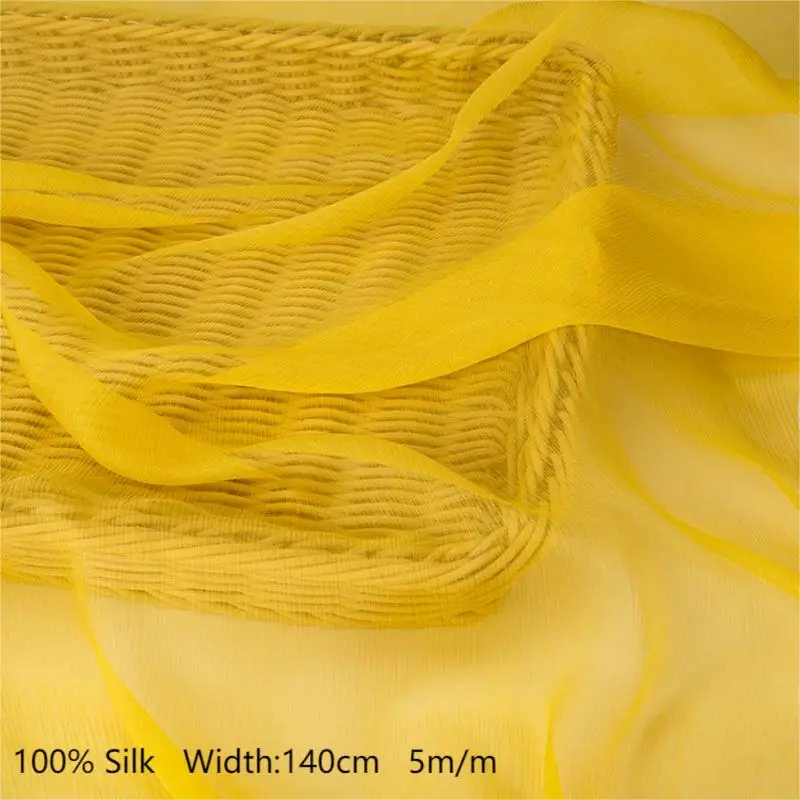 

Super thin soft ginger yellow purple 100% pure silk fabric for lady wedding dress luxury woman clothing 1m 140cm 5m/m