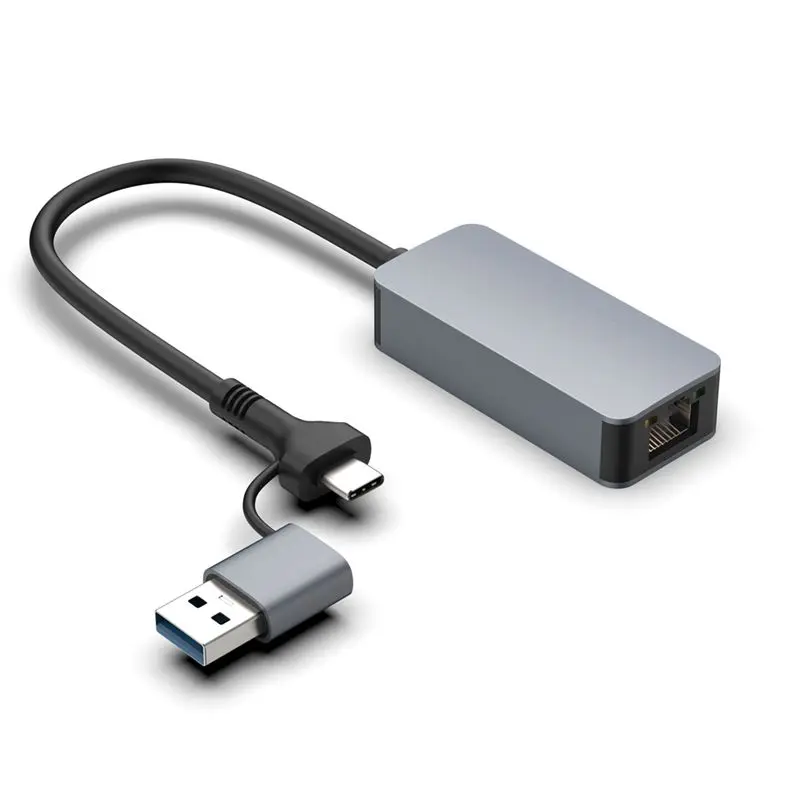 

Стильная и универсальная сетевая карта 2500 Мбит/с USB C Type-C Ethernet к RJ45 Проводной адаптер 2.5G USB 3.0 Преобразователь Lan Card S25