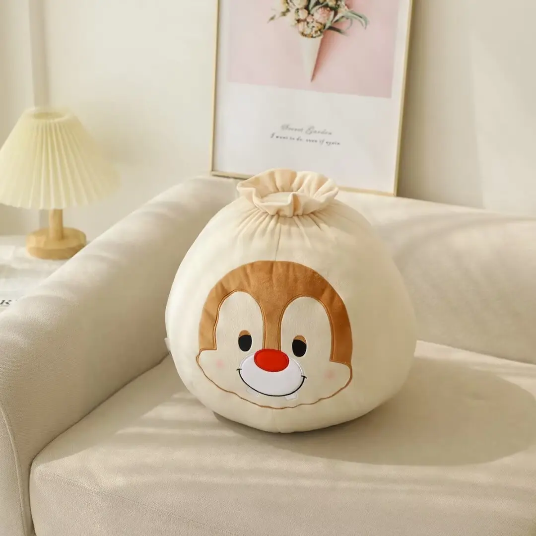 Cute Disney Cartoon Chip And Dale Steamed Plush Pillow Soft Stuffed Bun Shape Plush Cushion Room Decor Gifts For Girl