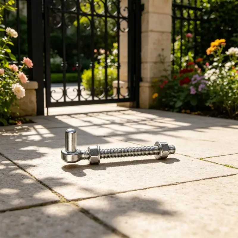 Threaded Gate Mount Hardware, Stainless Steel Gate Hinges J-Bolt with Bolt-Through Mount and Washers for Fence Gate Repair Work