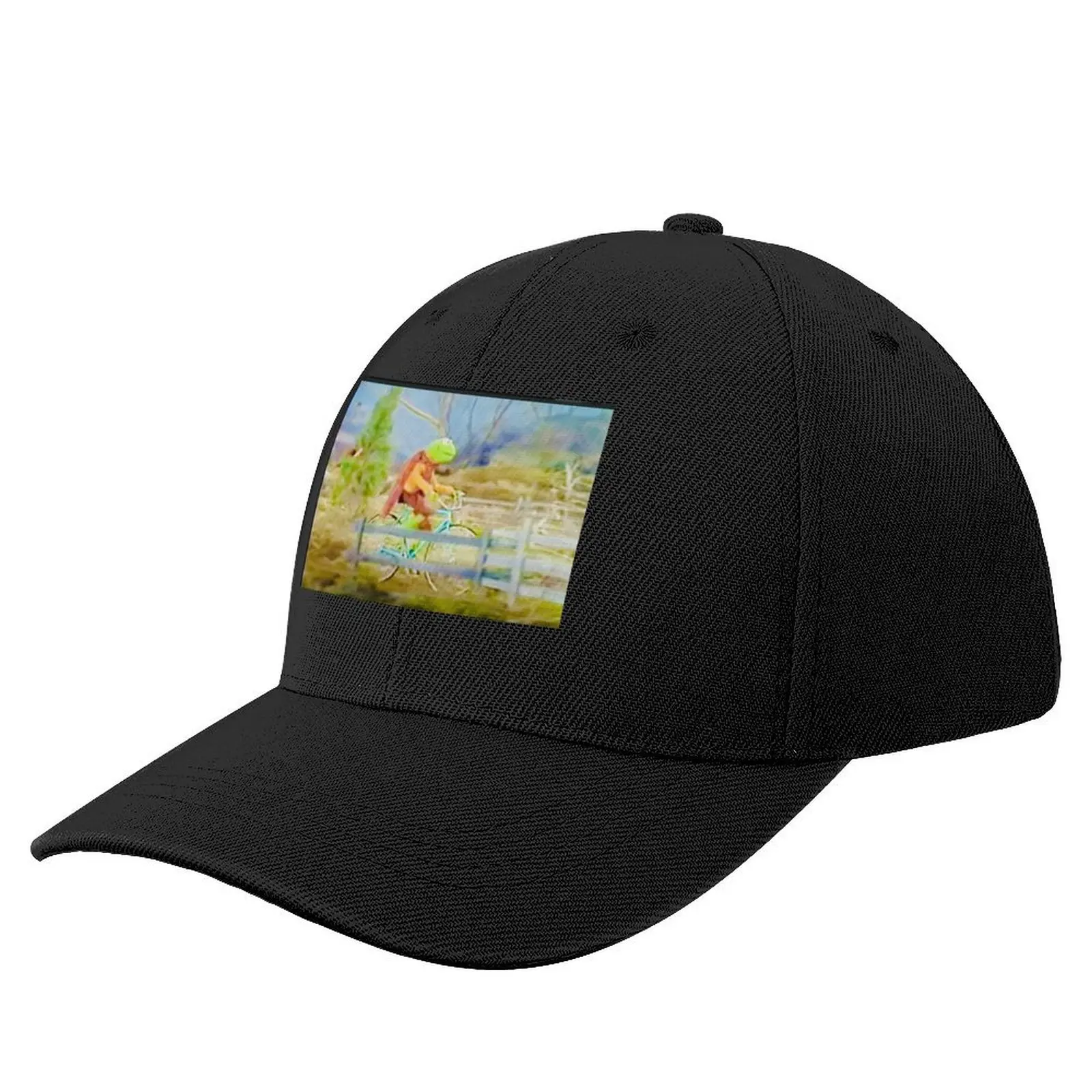 Kermit riding his bicycle on Emmet Otter's Jug Band Christmas Baseball Cap Visor Designer Hat Sunhat Men's Caps Women's