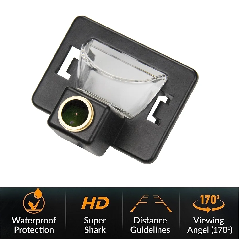 HD 1280x720p License Plate Light Parking Camera for Mazda 5 Mazda5 MPV FORD i-MAX 2004-2010,Golden Rear View Night Vison Camera