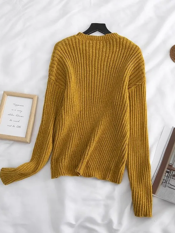 Frauen runde Ne Lange Sve Strickwaren Farbe Innen Tragen Einfache Sle Winter Neue Ankunft Pullover Bequeme Casual Top