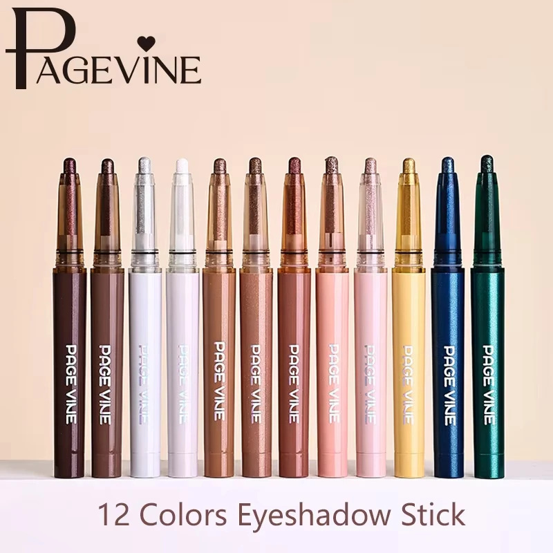 12 Colors Shimmer Highlight Stick Multicolor Glitter Eyeshadow Pencil Dazzling Bright Eyes Makeup Highlighter