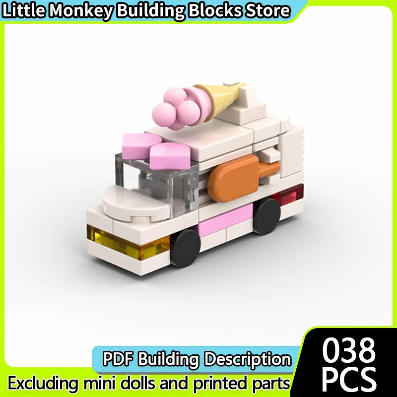 City Car Model MOC Building Bricks Micro Ice Cream Truck Modular Technology Children Holiday Gifts Assemble Toys Suit