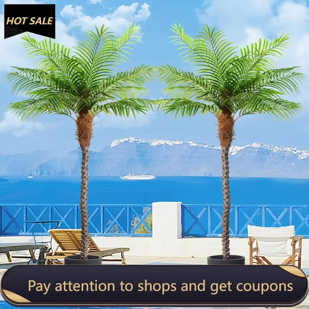 

8.5ft Tall Artificial Phoenix Palm Tree， Large Faux Coconut Silk Palm Tree Tropical Fake Tree (Set of 2) Freight free